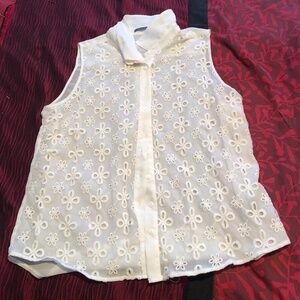 White Floral Sleeveless Top